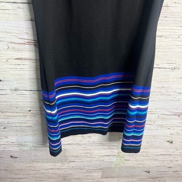 Calvin Klein dress black purple striped size 14 sheath - Picture 2 of 7